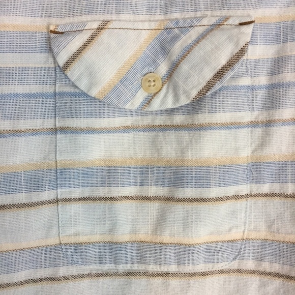 Vissla Button Down Shirt Mens Large Short Sleeve Blue Striped - Picture 4 of 12